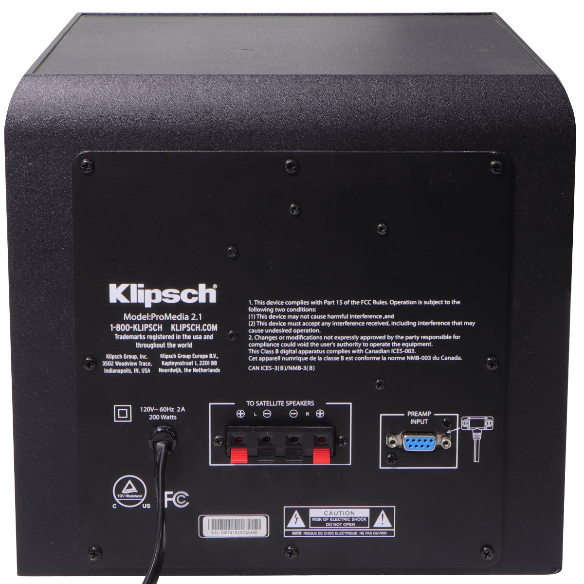 Klipsch Pro Media 2.1 Wired Subwoofer - Black / Subwoofer Only Home Multimedia - Home Speakers & Subwoofers Klipsch - Simple Cell Bulk Wholesale Pricing - USA Seller