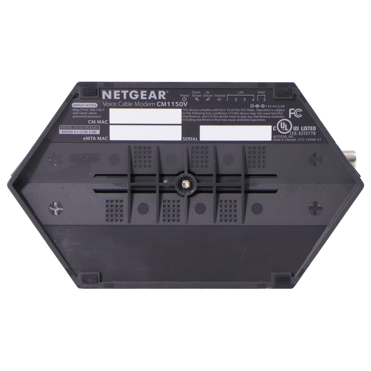 NETGEAR Nighthawk CM1150v Cable Modem with Voice | DOCSIS 3.1 Networking - Modems Netgear - Simple Cell Bulk Wholesale Pricing - USA Seller