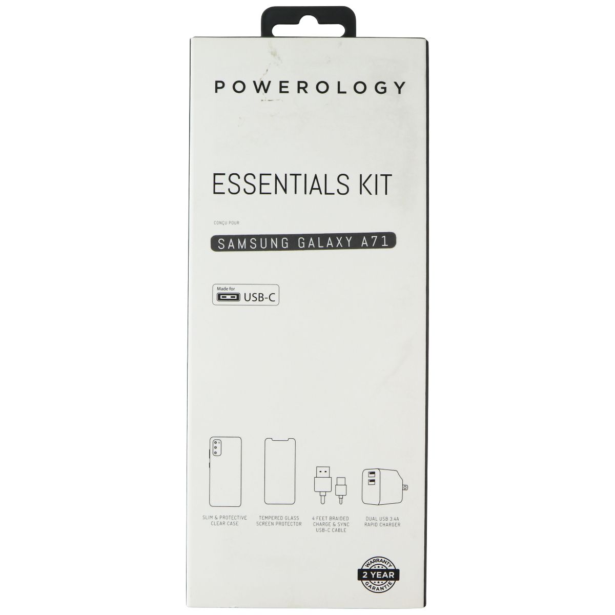 Powerology Essentials Kit w/ Case and Power for Samsung Galaxy A71 - Clear Cell Phone - Accessory Bundles Powerology - Simple Cell Bulk Wholesale Pricing - USA Seller