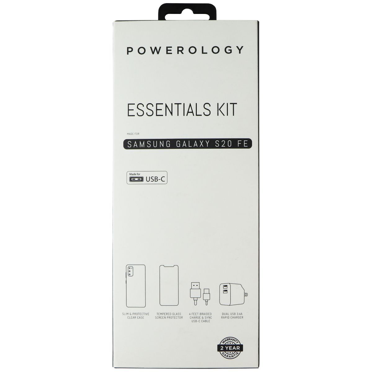 Powerology Essentials Kit w/ Case and Power for Samsung Galaxy S20 FE - Clear Cell Phone - Accessory Bundles Powerology - Simple Cell Bulk Wholesale Pricing - USA Seller