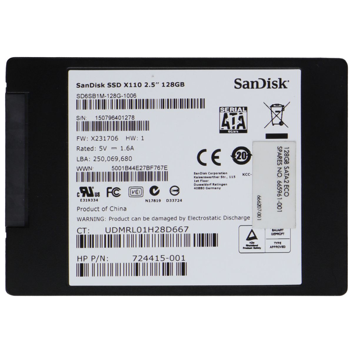 SanDisk SSD X110 2.5in (128GB) SATA III Solid State Drive SD6SB1M-128G-1006 Digital Storage - Solid State Drives SanDisk - Simple Cell Bulk Wholesale Pricing - USA Seller