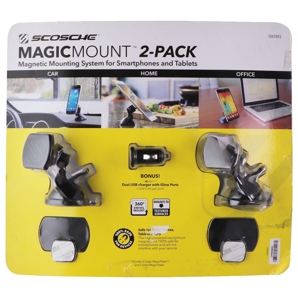 Scosche MagicMount (2-Pack) Magnetic Mounting System for Mobile Devices Computer Accessories - Stands, Holders & Car Mounts Scosche - Simple Cell Bulk Wholesale Pricing - USA Seller