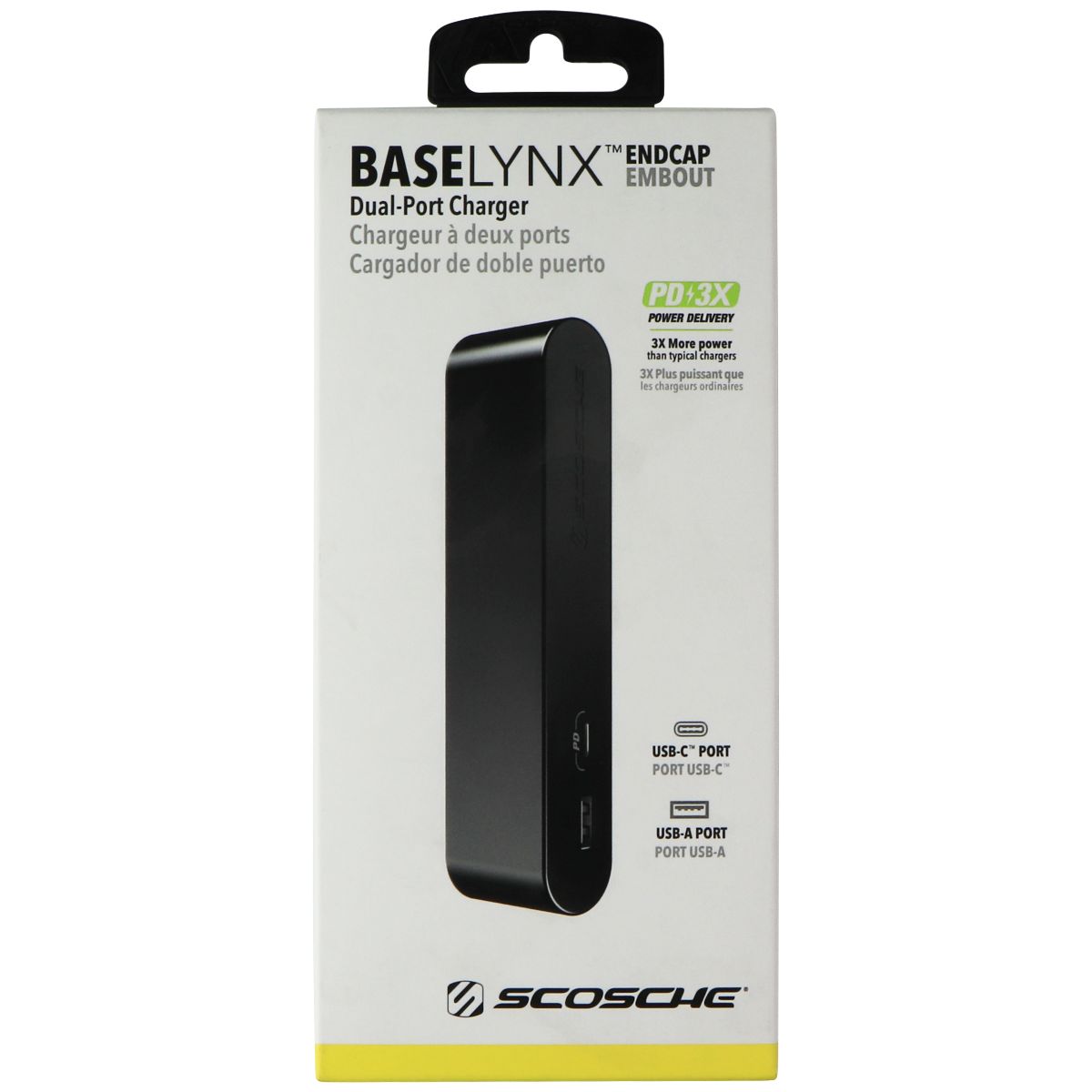 Scosche BaseLynx Endcap Dual-Port Charger - Black (BLPE-SP) Cell Phone - Chargers & Cradles Scosche - Simple Cell Bulk Wholesale Pricing - USA Seller