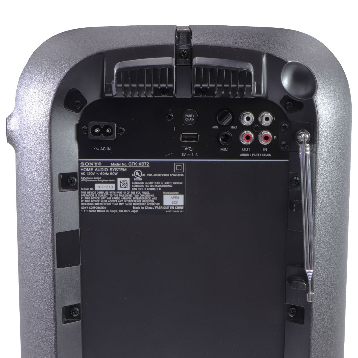 Sony XB72 High Power Home Audio System with Bluetooth Technology (GTK-XB72) Home Multimedia - Home Speakers & Subwoofers Sony - Simple Cell Bulk Wholesale Pricing - USA Seller