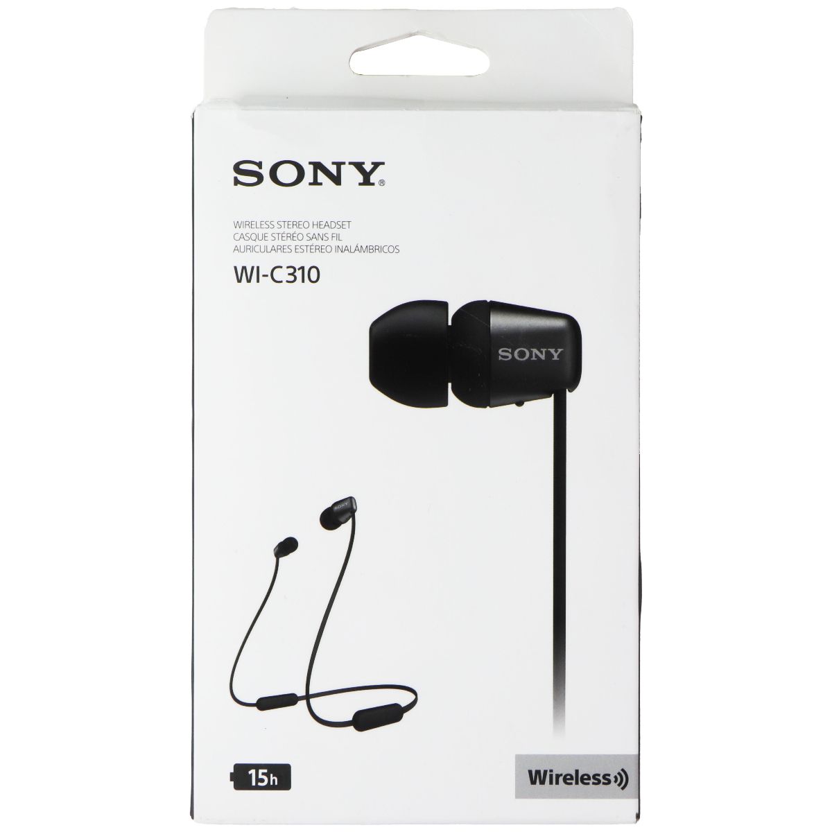 Sony Wireless in-Ear Headset/Headphones with Mic - Black (WI-C310/B) Portable Audio - Headphones Sony - Simple Cell Bulk Wholesale Pricing - USA Seller