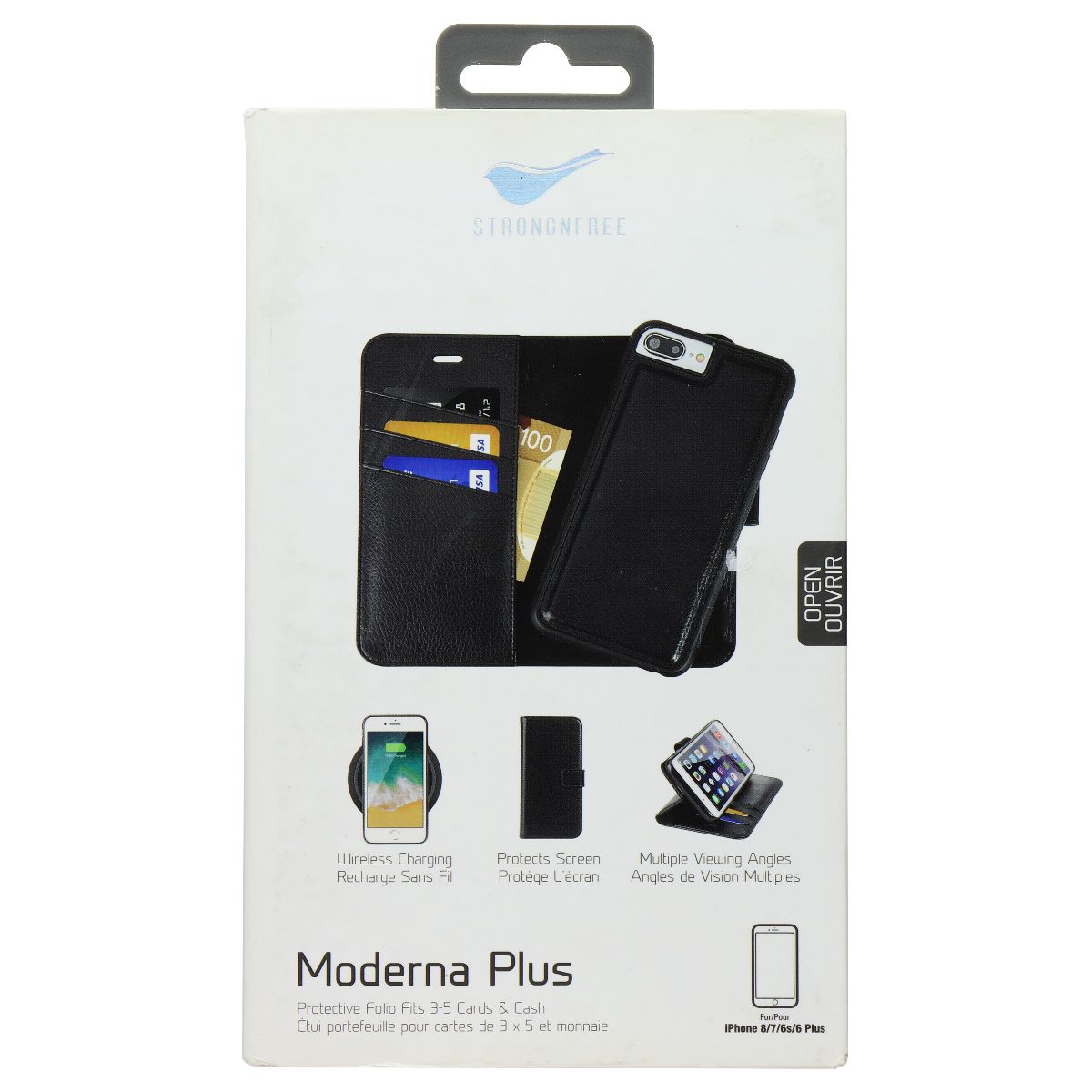 StrongNFree Moderna Plus 2-in-1 Wallet Case for iPhone 8 Plus/7 Plus - Black Cell Phone - Cases, Covers & Skins StrongNFree - Simple Cell Bulk Wholesale Pricing - USA Seller