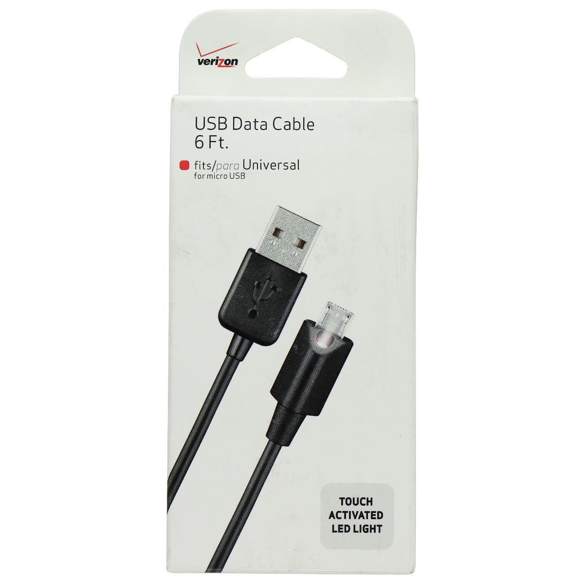 Verizon (6-Ft) Micro-USB to USB Charge/Sync Cable with Built-in LED - Black Cell Phone - Cables & Adapters Verizon - Simple Cell Bulk Wholesale Pricing - USA Seller