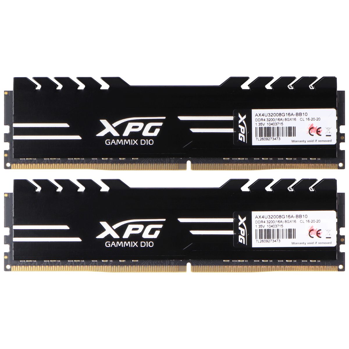 XPG Gammix D10 (16GB Kit) (2 Sticks 8GB each) DDR4 3200 (AX4U32008G16A-BB10) Computer Parts - Memory (RAM) XPG - Simple Cell Bulk Wholesale Pricing - USA Seller