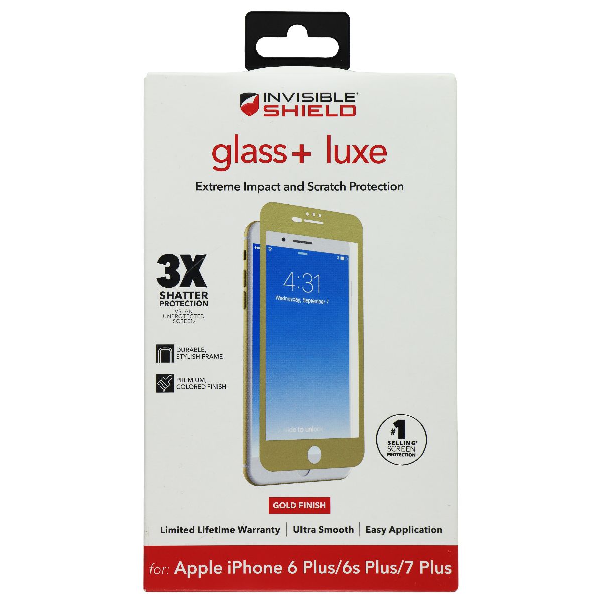 InvisibleShield Glass + Luxe Screen for Apple iPhone 7 Plus/6s Plus/6 Plus Cell Phone - Screen Protectors Zagg - Simple Cell Bulk Wholesale Pricing - USA Seller
