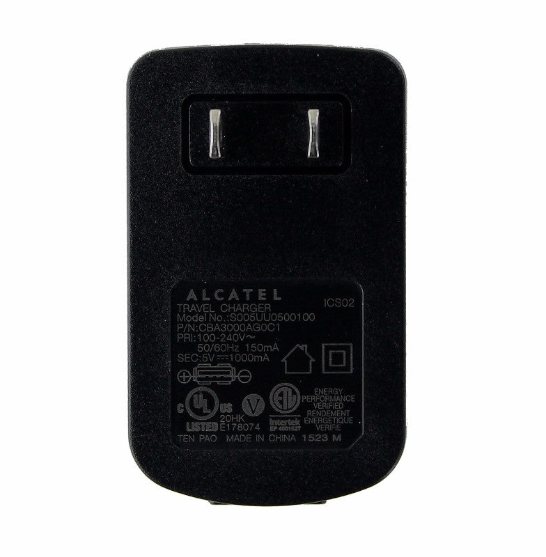 Alcatel (5V/1A) Single USB Wall Charger Travel Adapter - Black (S005UU0500100) Cell Phone - Chargers & Cradles Alcatel - Simple Cell Bulk Wholesale Pricing - USA Seller