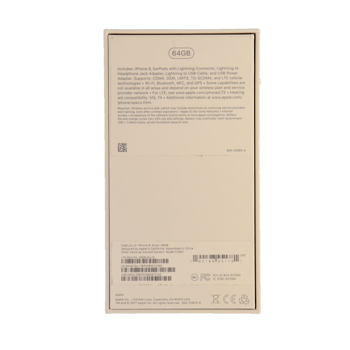 RETAIL BOX - Apple iPhone 8 - 64GB Silver - NO DEVICE Cell Phone - Other Accessories Apple - Simple Cell Bulk Wholesale Pricing - USA Seller