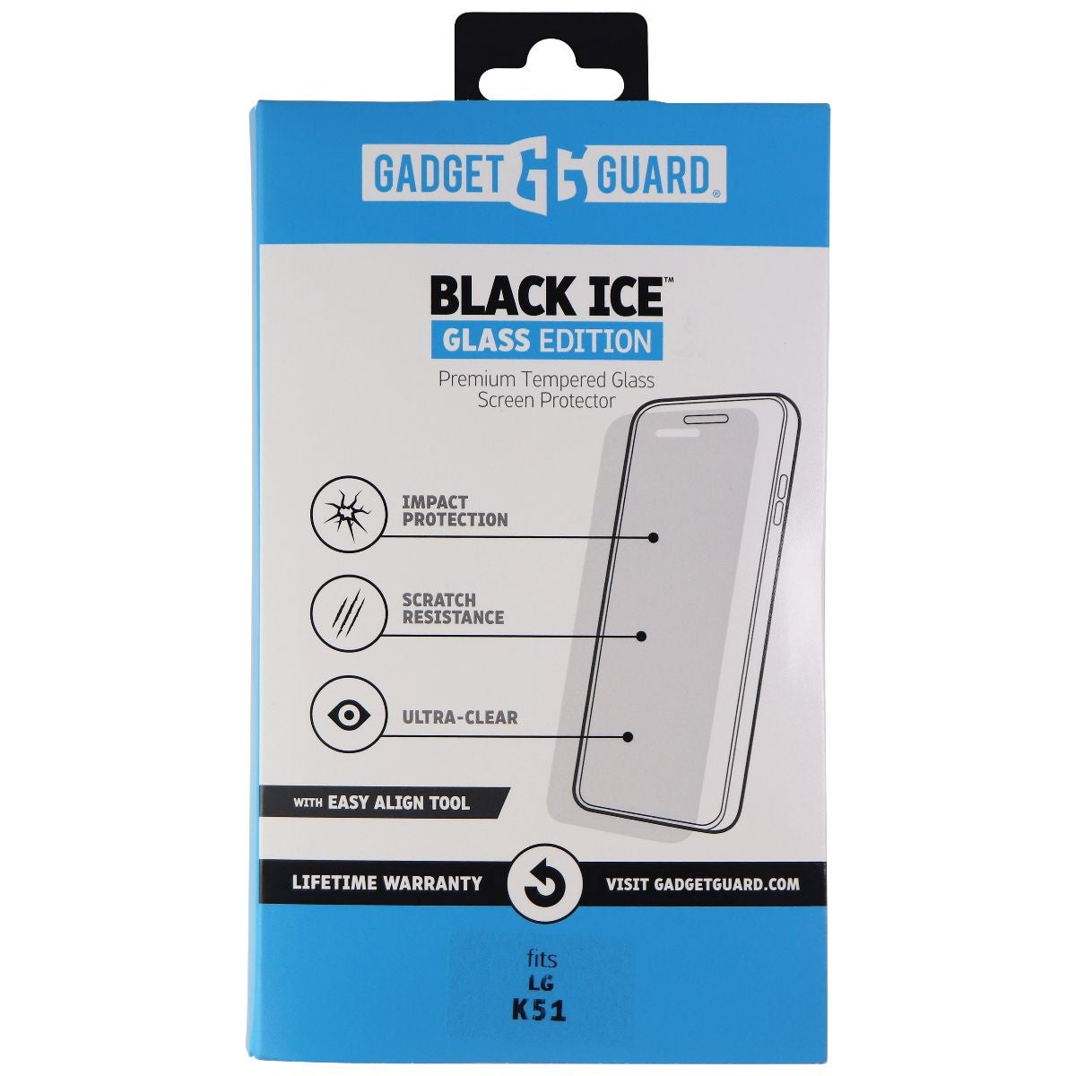 Gadget Guard Black Ice Edition Tempered Glass for LG K51 Smartphones - Clear Cell Phone - Screen Protectors Gadget Guard - Simple Cell Bulk Wholesale Pricing - USA Seller