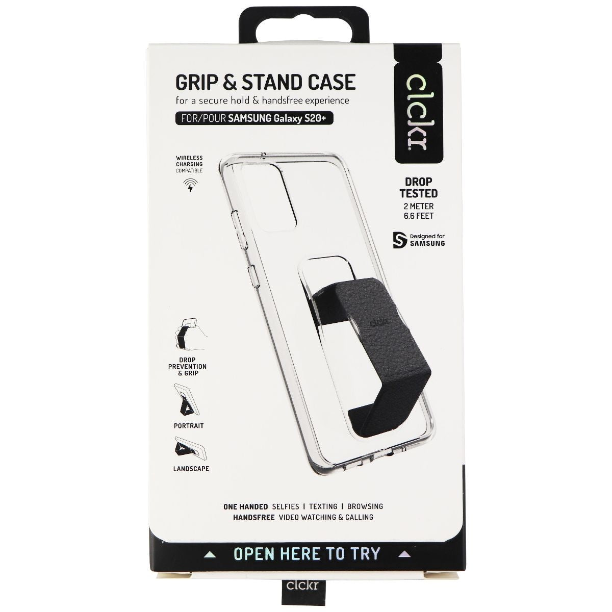 Clckr Grip & Stand Gard Case for Samsung Galaxy (S20+) - Clear/Black Cell Phone - Cases, Covers & Skins Clckr - Simple Cell Bulk Wholesale Pricing - USA Seller