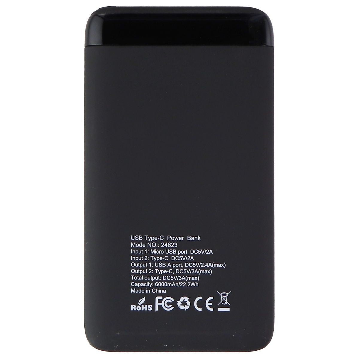 mWorks! mPOWER! 6,000mAh Portable USB and USB-C Power Bank - Black Cell Phone - Chargers & Cradles mWorks! - Simple Cell Bulk Wholesale Pricing - USA Seller