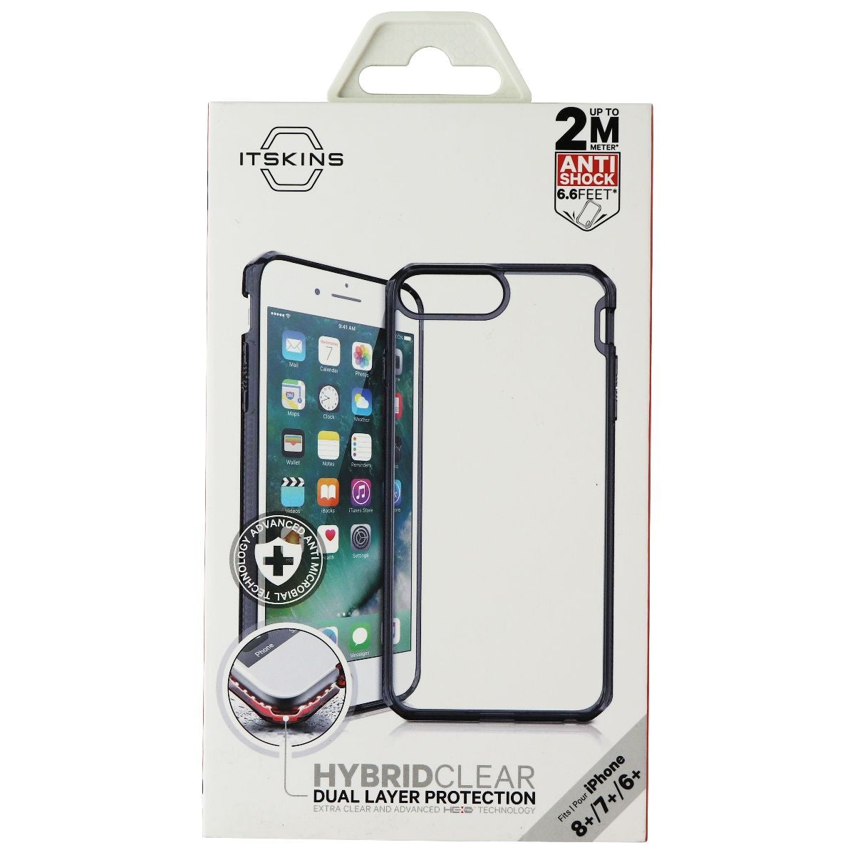 Itskins Hybrid Clear Series Case for iPhone 8+/7+/6+ - Clear/Black Cell Phone - Cases, Covers & Skins ITSKINS - Simple Cell Bulk Wholesale Pricing - USA Seller