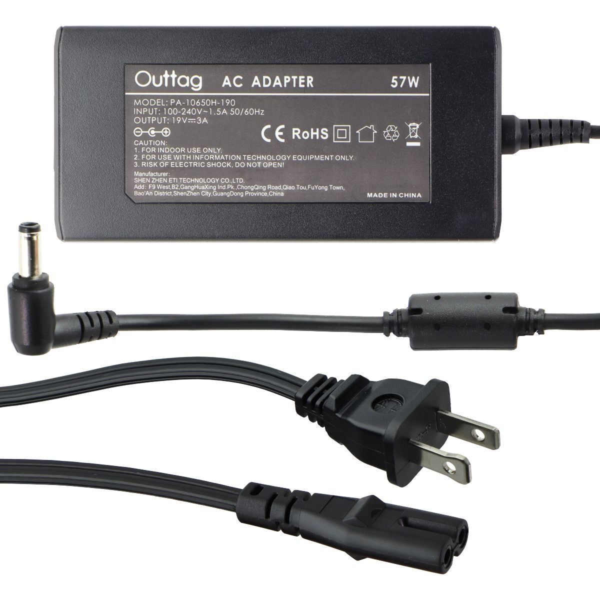 Outtag (57-Watt) AC Adapter Power Supply (PA-10650H-190) 57W (19V/3A) Multipurpose Batteries & Power - Multipurpose AC to DC Adapters Outtag - Simple Cell Bulk Wholesale Pricing - USA Seller