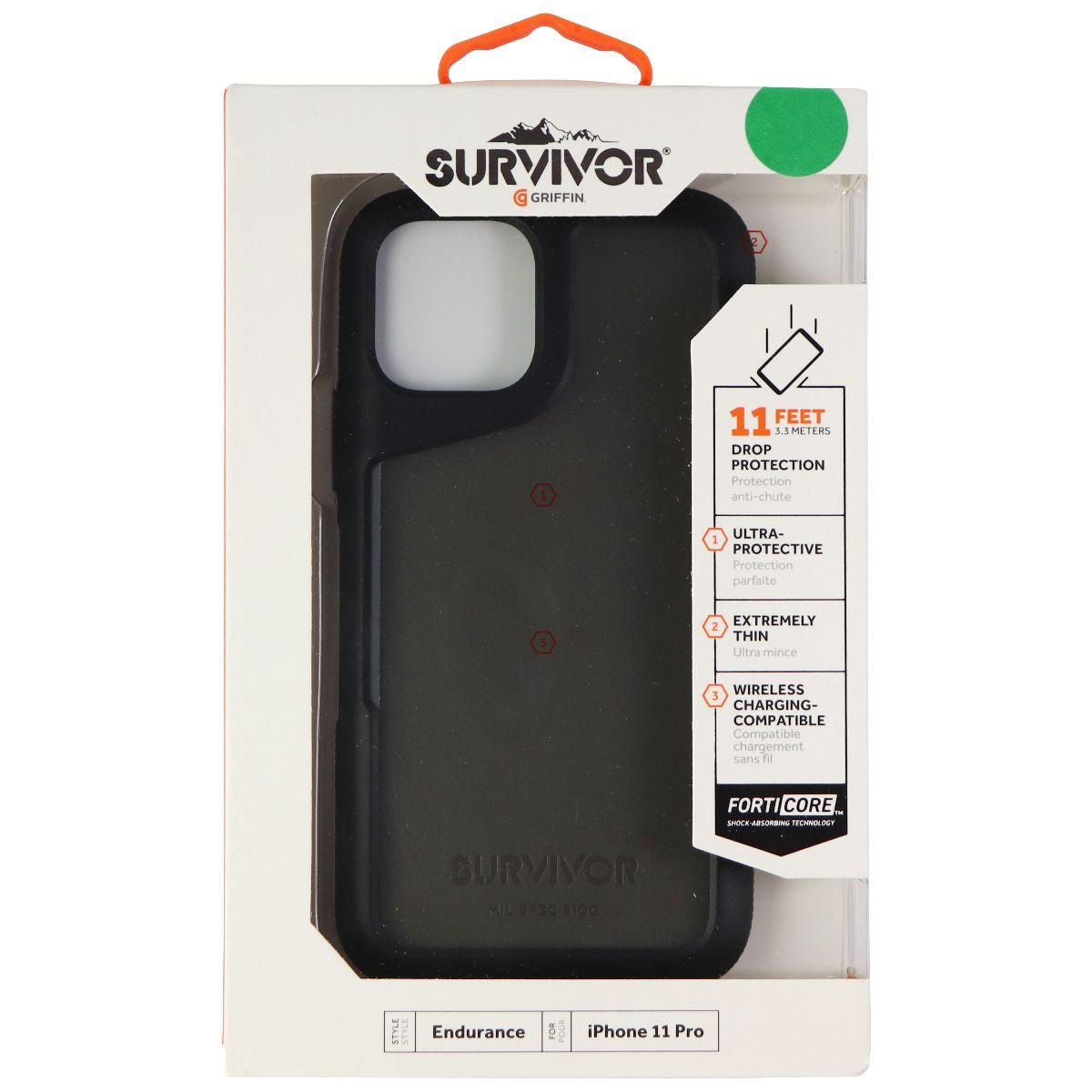 Griffin Survivor Endurance Series Hard Case for Apple iPhone 11 Pro - Black Cell Phone - Cases, Covers & Skins Griffin Technology - Simple Cell Bulk Wholesale Pricing - USA Seller
