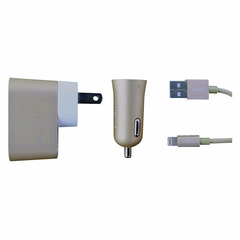 Belkin Car and Wall Charger with 4 Ft Cable for iPhones / iPads - Gold Cell Phone - Chargers & Cradles Belkin - Simple Cell Bulk Wholesale Pricing - USA Seller