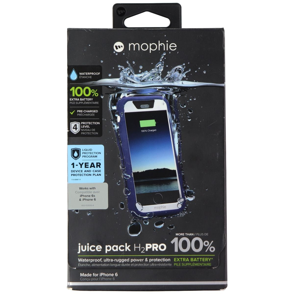 Mophie Juice Pack H2PRO Waterproof Charging Case for Apple iPhone 6 - Blue/White Cell Phone - Cases, Covers & Skins Mophie - Simple Cell Bulk Wholesale Pricing - USA Seller