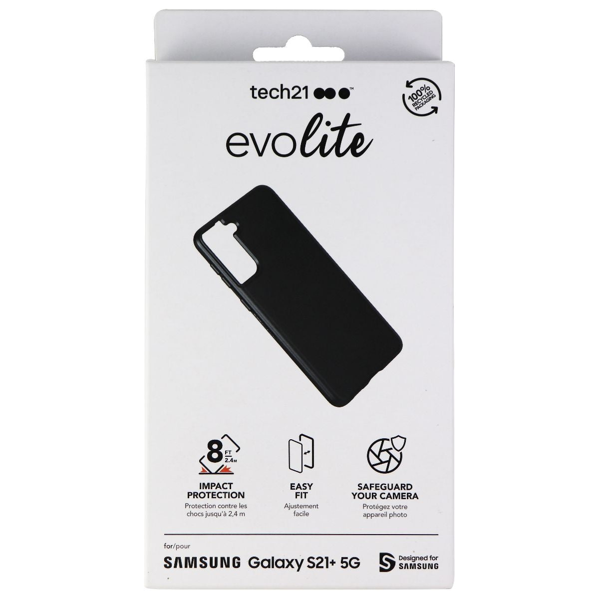 Tech21 Evo Lite Series Case for Samsung Galaxy S21+ (5G) - Black Cell Phone - Cases, Covers & Skins Tech21 - Simple Cell Bulk Wholesale Pricing - USA Seller