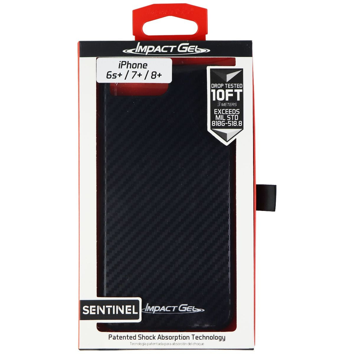 Impact Gel Sentinel Case for Apple iPhone 8 Plus/7 Plus/6s Plus - Black Carbon Cell Phone - Cases, Covers & Skins Impact Gel - Simple Cell Bulk Wholesale Pricing - USA Seller