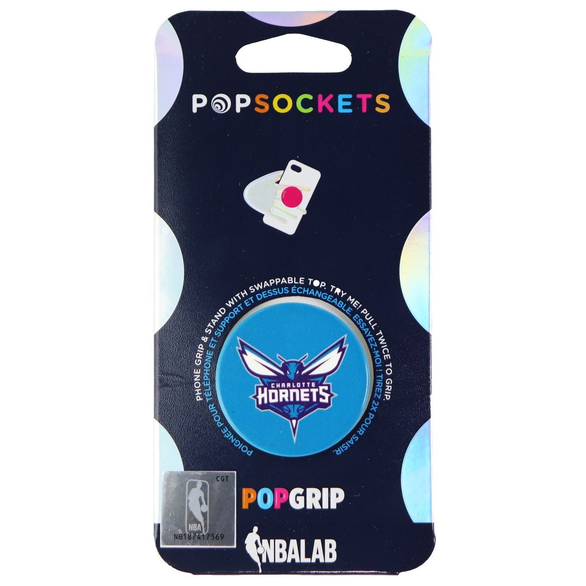 PopSockets PopGrip Swappable Grip for Phones & Tablets - NBA - Charlotte Hornets Cell Phone - Mounts & Holders PopSockets - Simple Cell Bulk Wholesale Pricing - USA Seller
