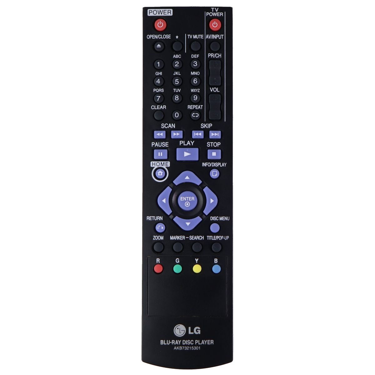 LG Remote Control (AKB73215301) for Select LG Blu-Ray Disc Players - Black TV, Video & Audio Accessories - Remote Controls LG - Simple Cell Bulk Wholesale Pricing - USA Seller