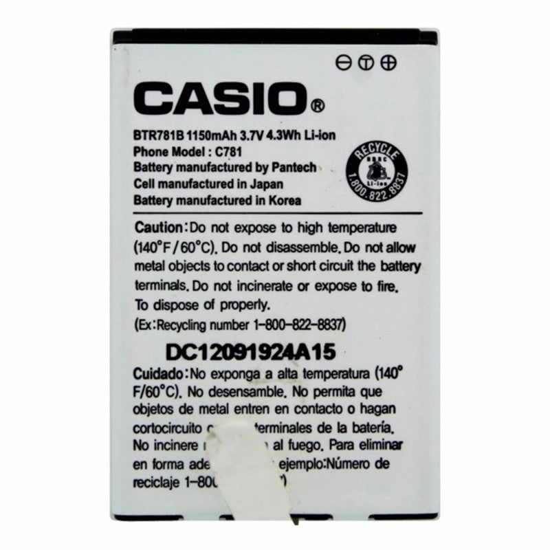 OEM Casio BTR781B 1150 mAh Replacement Battery for Casio Cammando C781 Cell Phone - Batteries Casio - Simple Cell Bulk Wholesale Pricing - USA Seller