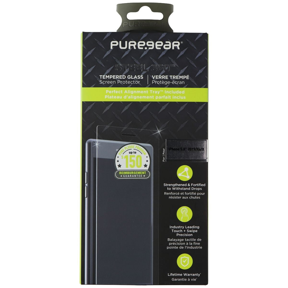 Puregear Steel 360 Tempered Glass Screen Protector for iPhone Xs/X/11 Pro Cell Phone - Screen Protectors PureGear - Simple Cell Bulk Wholesale Pricing - USA Seller