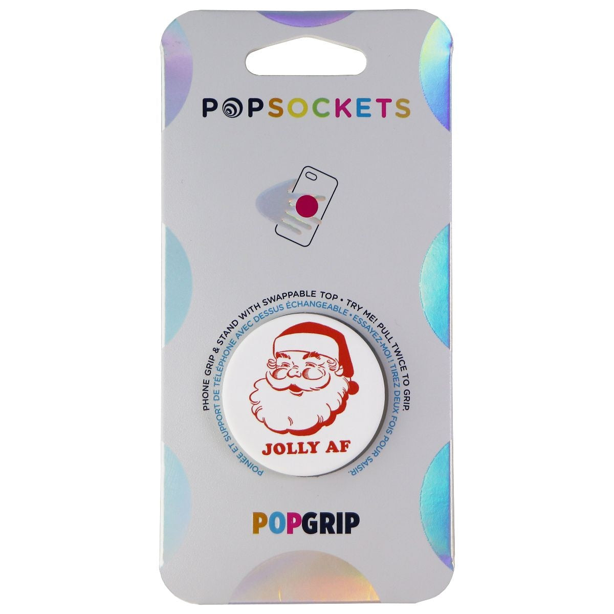 PopSockets: PopGrip Expanding Stand & Grip with Swappable Top - Jolly AF Santa Cell Phone - Mounts & Holders PopSockets - Simple Cell Bulk Wholesale Pricing - USA Seller