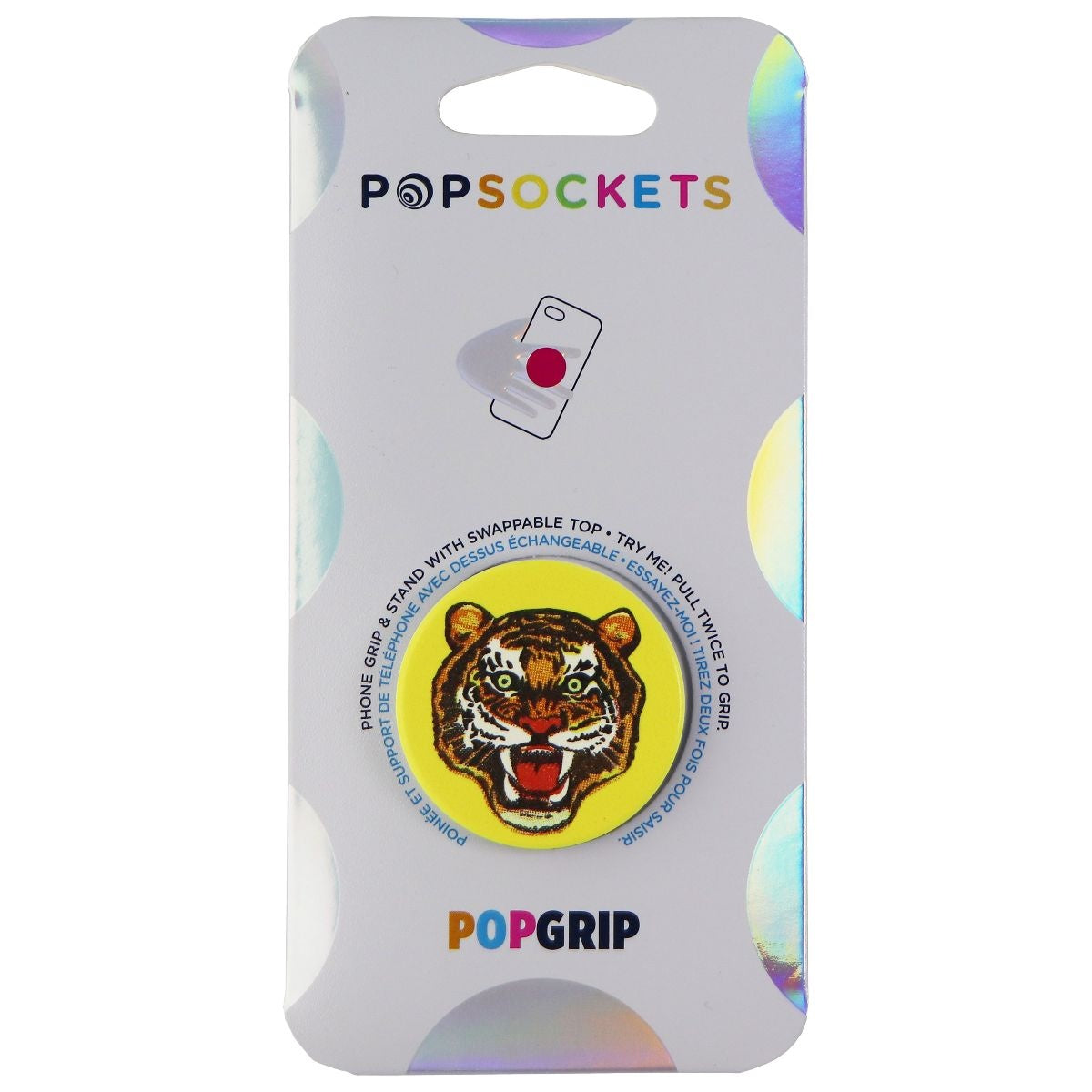 PopSockets: PopGrip Expanding Stand & Grip with Swappable Top - Tiger Bites Back Cell Phone - Mounts & Holders PopSockets - Simple Cell Bulk Wholesale Pricing - USA Seller