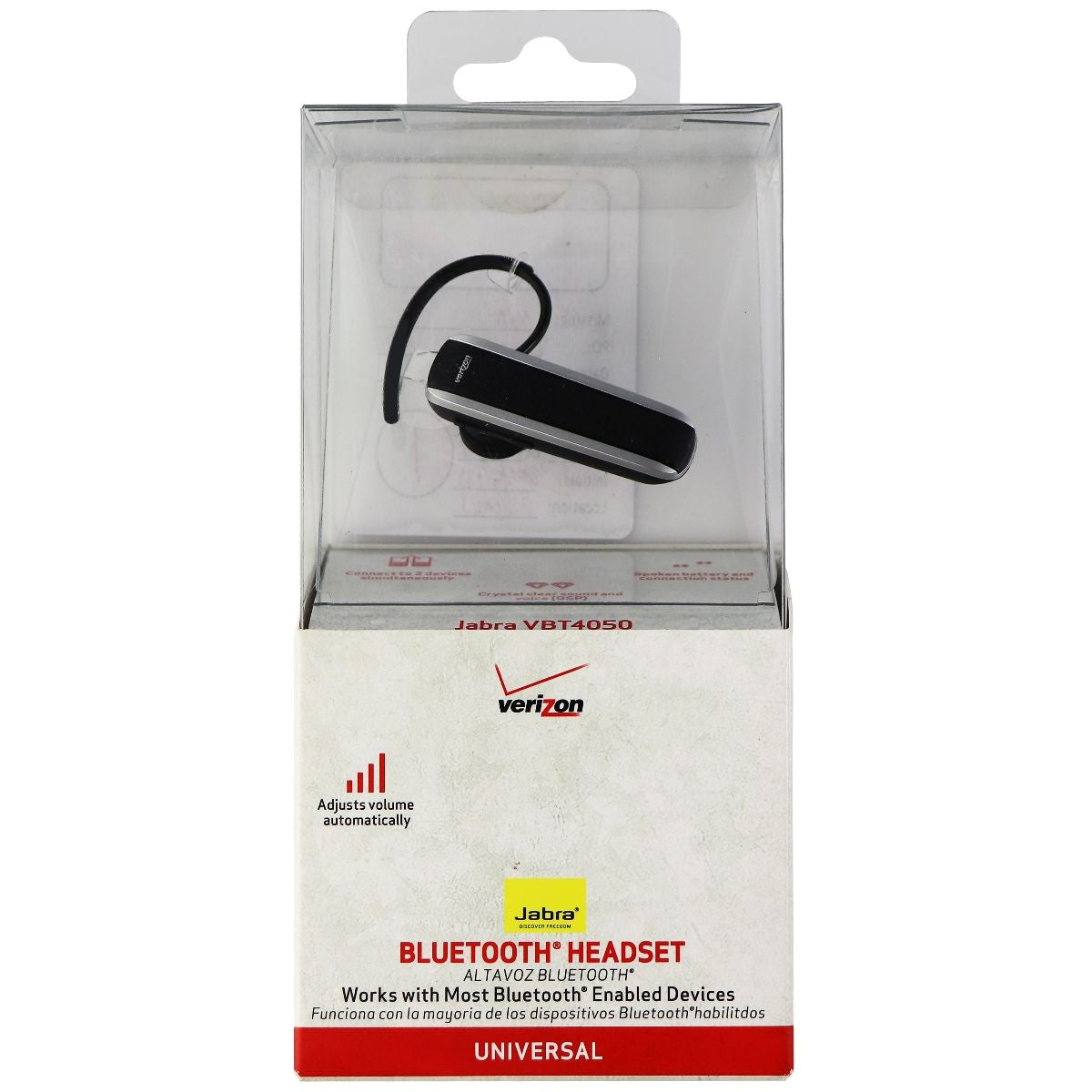 Verizon Jabra 4050 Bluetooth Headset for Smartphones & Tablets - Black/Silver Cell Phone - Headsets Jabra - Simple Cell Bulk Wholesale Pricing - USA Seller