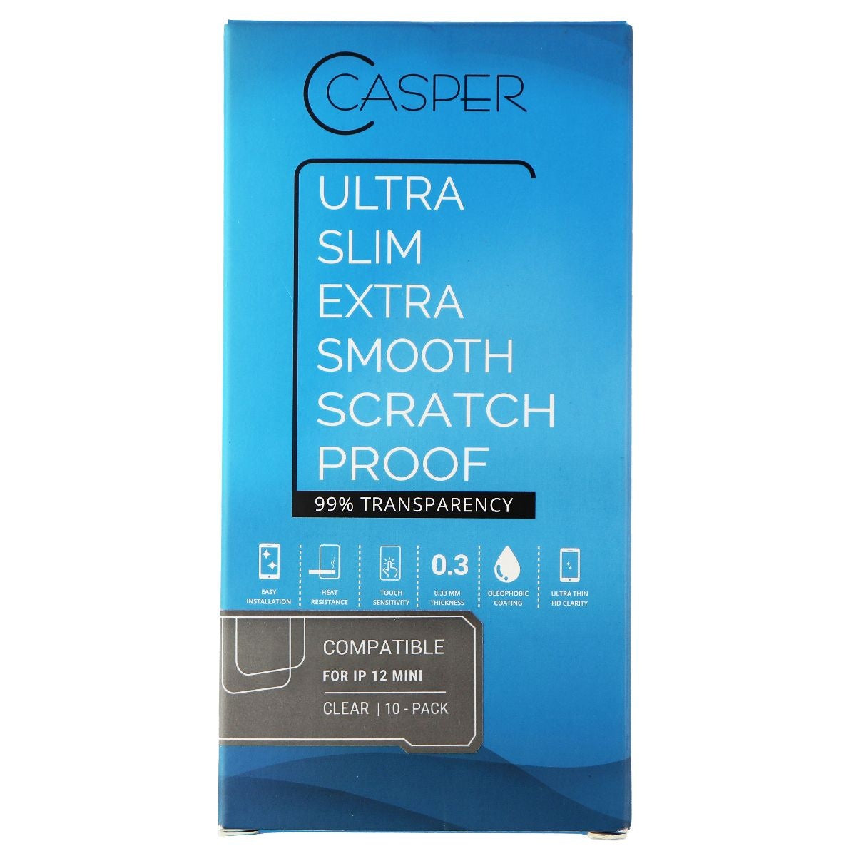 Casper Clear Series Ultra Slim Screen Protector for iPhone 12 Mini - 10 Pack Cell Phone - Screen Protectors Casper - Simple Cell Bulk Wholesale Pricing - USA Seller