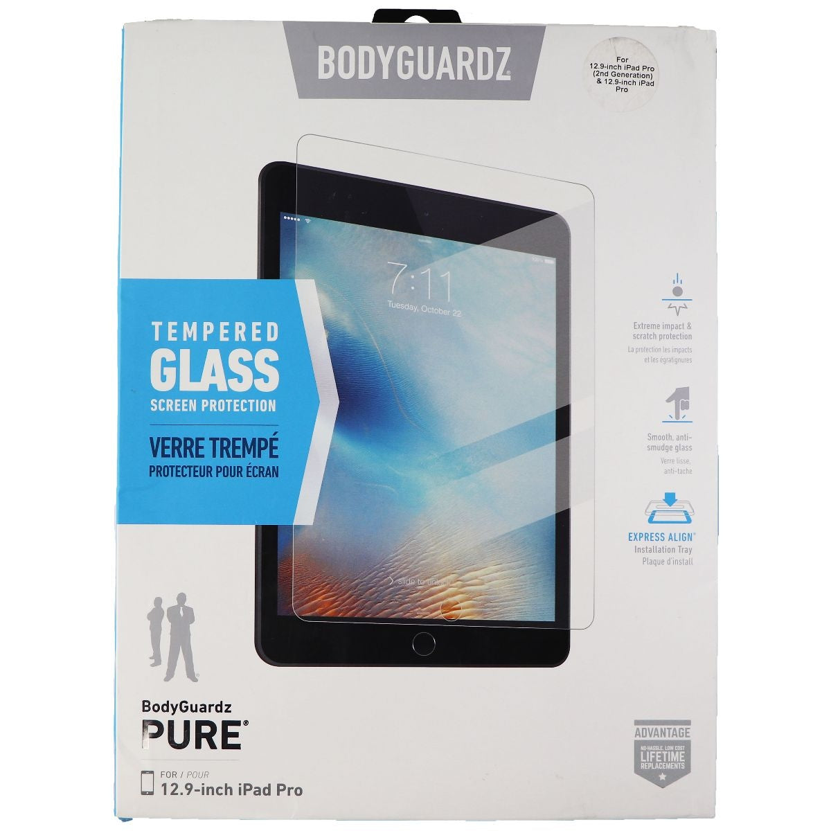 BodyGuardz Pure Series Tempered Glass for Apple iPad Pro 12.9 (2nd/1st Gen) Cell Phone - Screen Protectors BODYGUARDZ - Simple Cell Bulk Wholesale Pricing - USA Seller