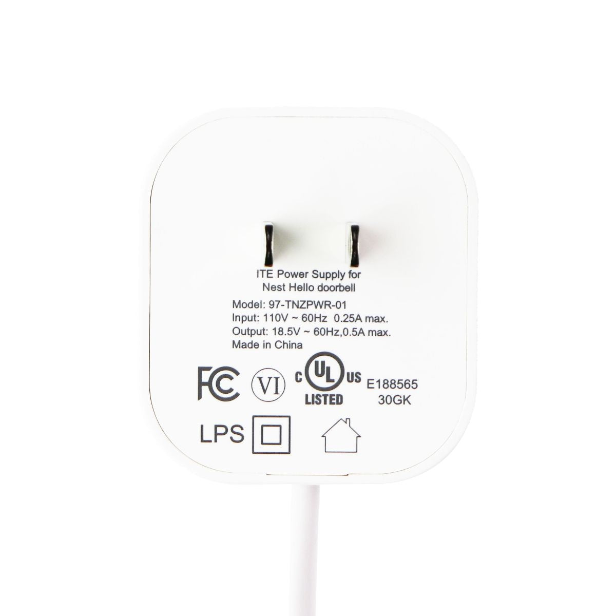 Ninety7 Indoor Power Adapter for Nest Hello Video Doorbell - White 97-TNZPWR-01 Cell Phone - Chargers & Cradles Ninety7 - Simple Cell Bulk Wholesale Pricing - USA Seller