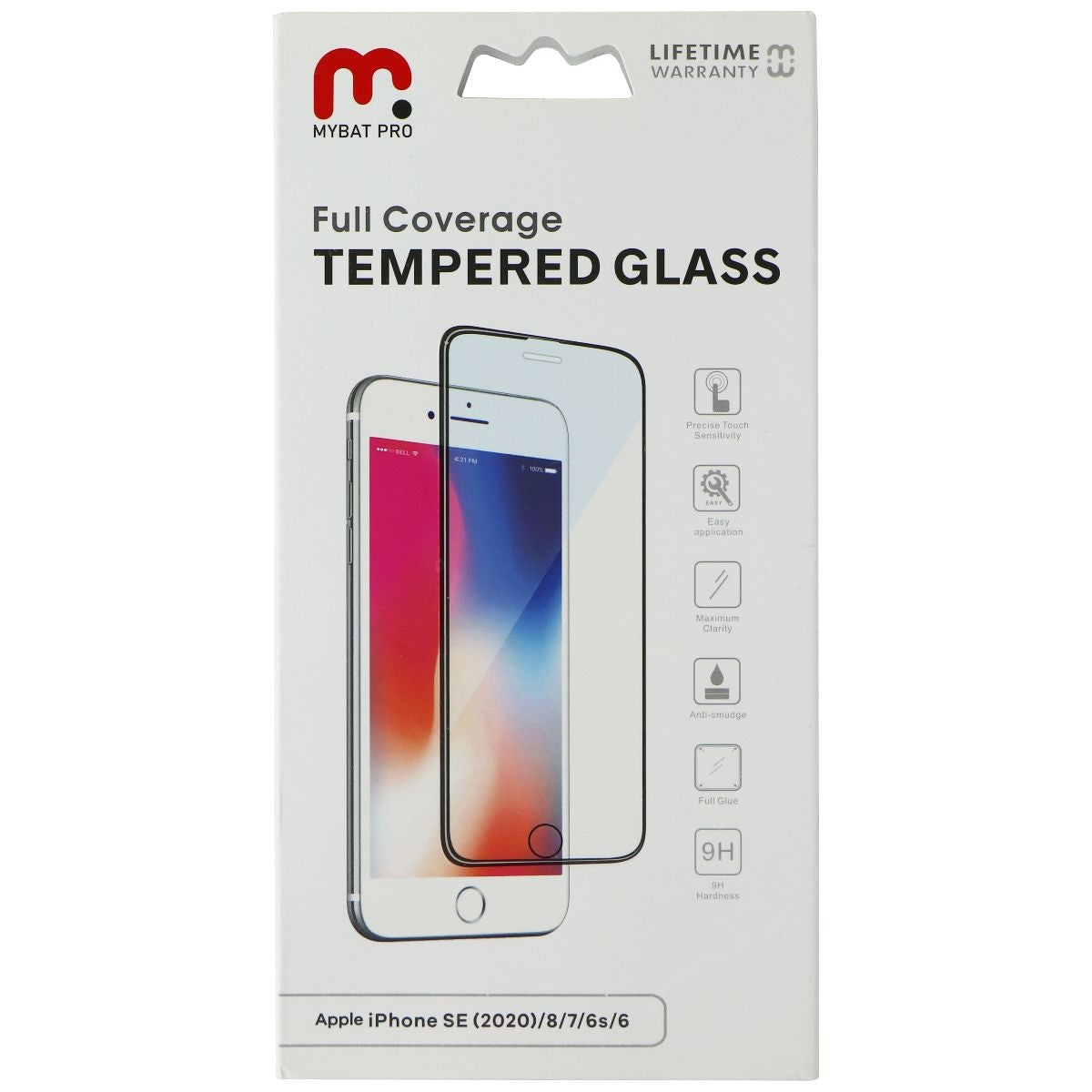 MYBAT PRO Full Coverage Tempered Glass for iPhone SE (2nd Gen) / 8 / 7 - Black Cell Phone - Screen Protectors MyBat Pro - Simple Cell Bulk Wholesale Pricing - USA Seller