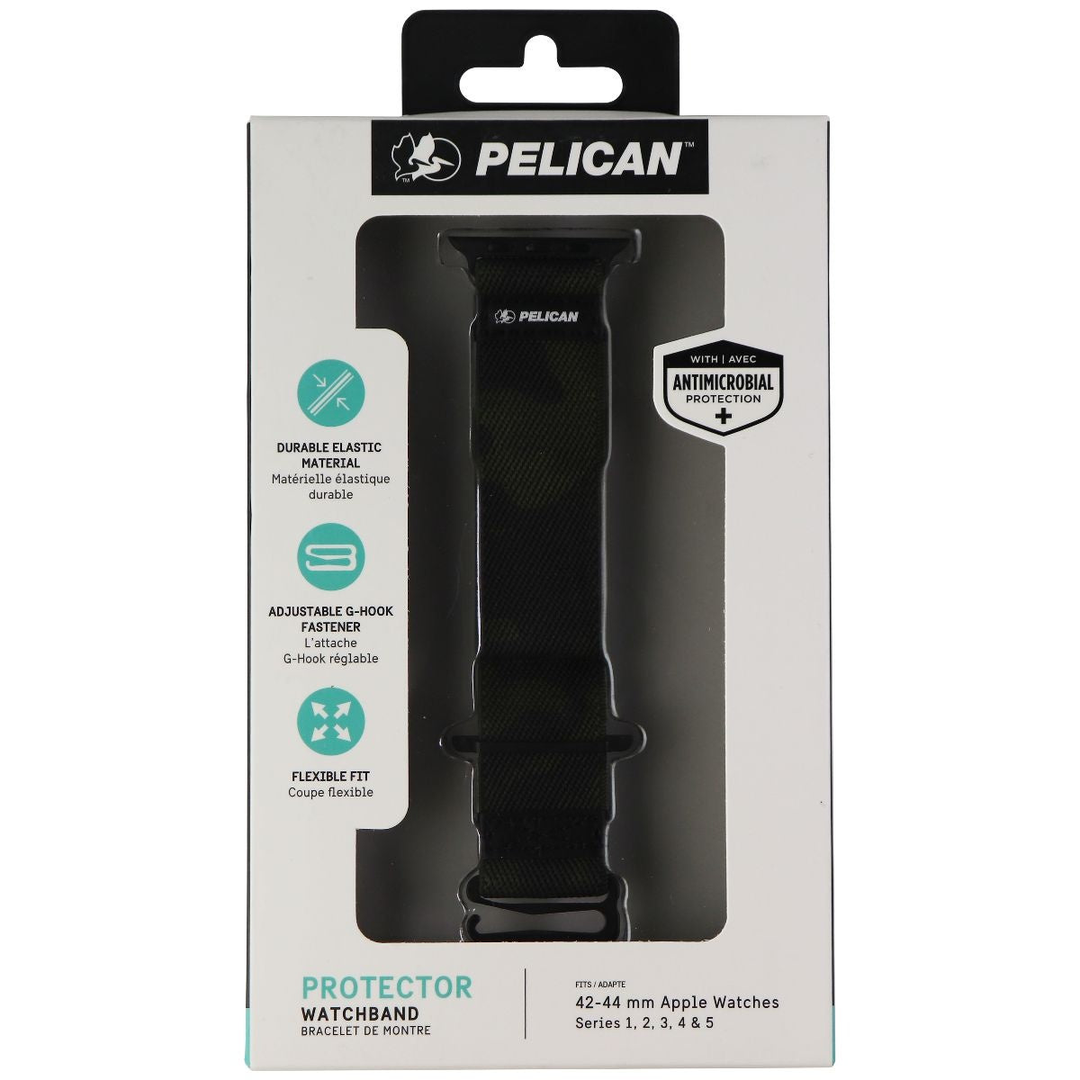 Pelican 42/44mm Protector Watch Band for Apple Watch Series 5/4/3/2 - Camo Green Smart Watch Accessories - Watch Bands Pelican - Simple Cell Bulk Wholesale Pricing - USA Seller