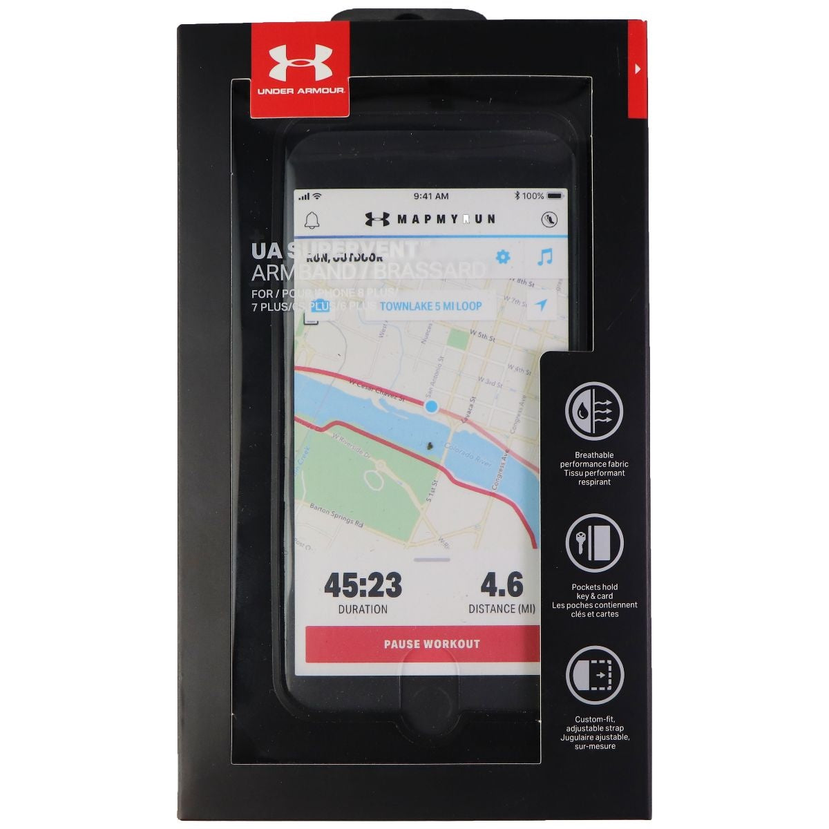Under Armour Supervent Armband for iPhone 8 Plus/7 Plus/6s Plus/6 Plus - Black Cell Phone - Armbands Under Armour - Simple Cell Bulk Wholesale Pricing - USA Seller