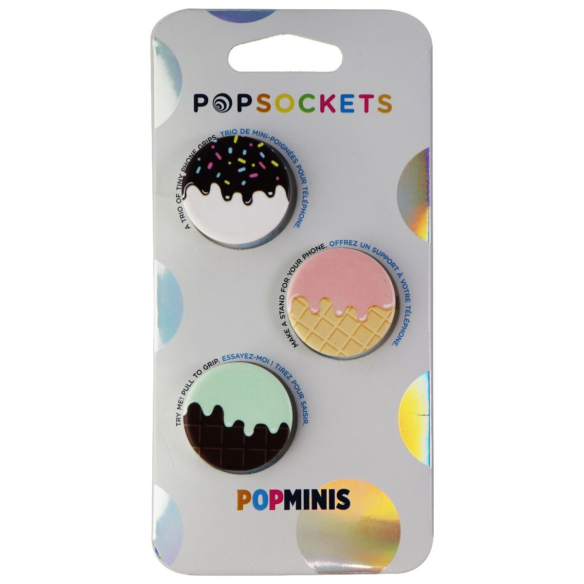 PopSockets PopMini Grips for Phones & Tablets (3 Pack) - Drippy Ice Creams Cell Phone - Mounts & Holders PopSockets - Simple Cell Bulk Wholesale Pricing - USA Seller