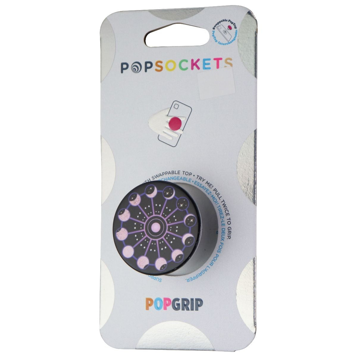 PopSockets PopGrip with Swappable Top for Phones - Lunar Cycle (Gloss) Cell Phone - Mounts & Holders PopSockets - Simple Cell Bulk Wholesale Pricing - USA Seller