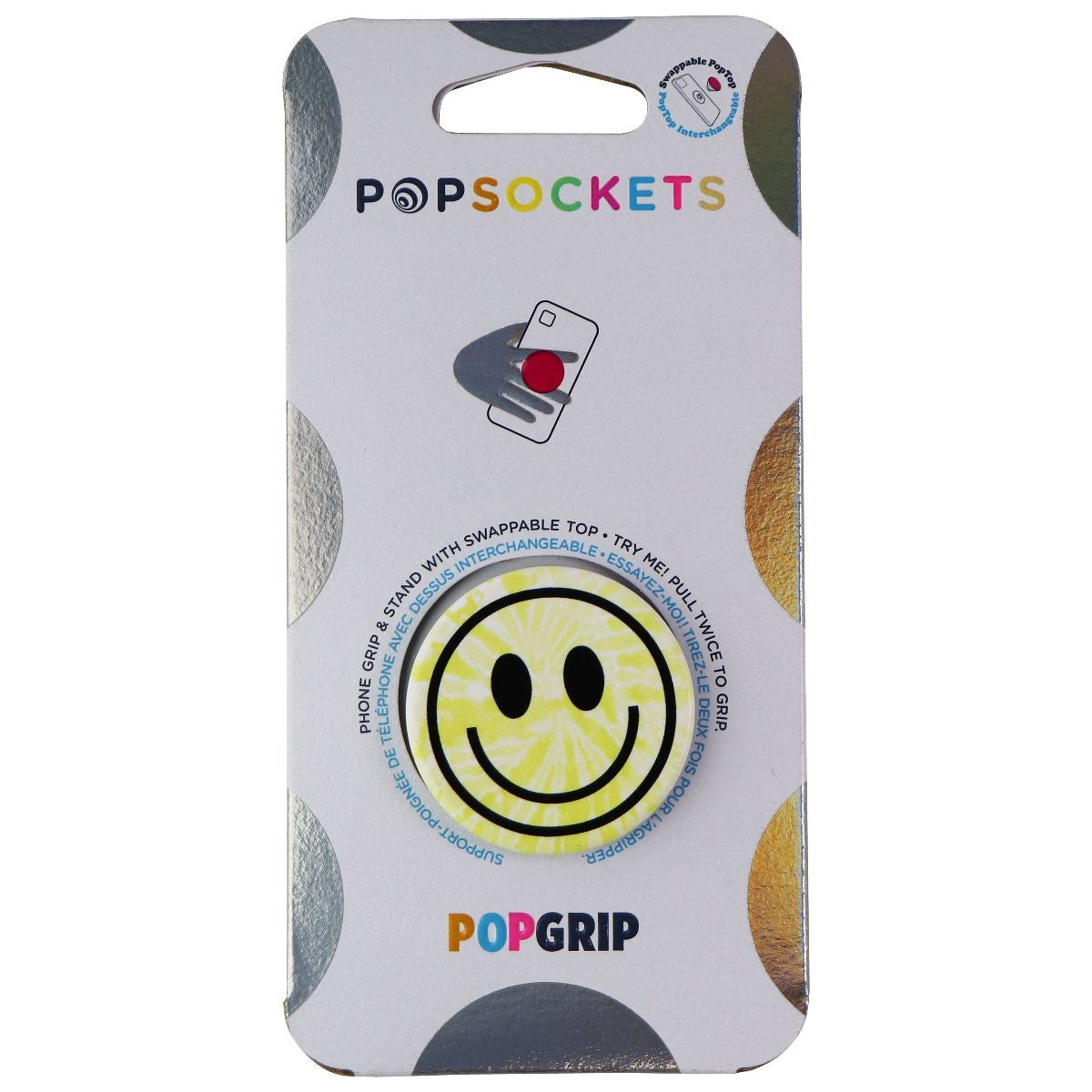PopSockets Swappable PopGrip Phone Grip and Stand - Tie Dye Smiley Cell Phone - Mounts & Holders PopSockets - Simple Cell Bulk Wholesale Pricing - USA Seller