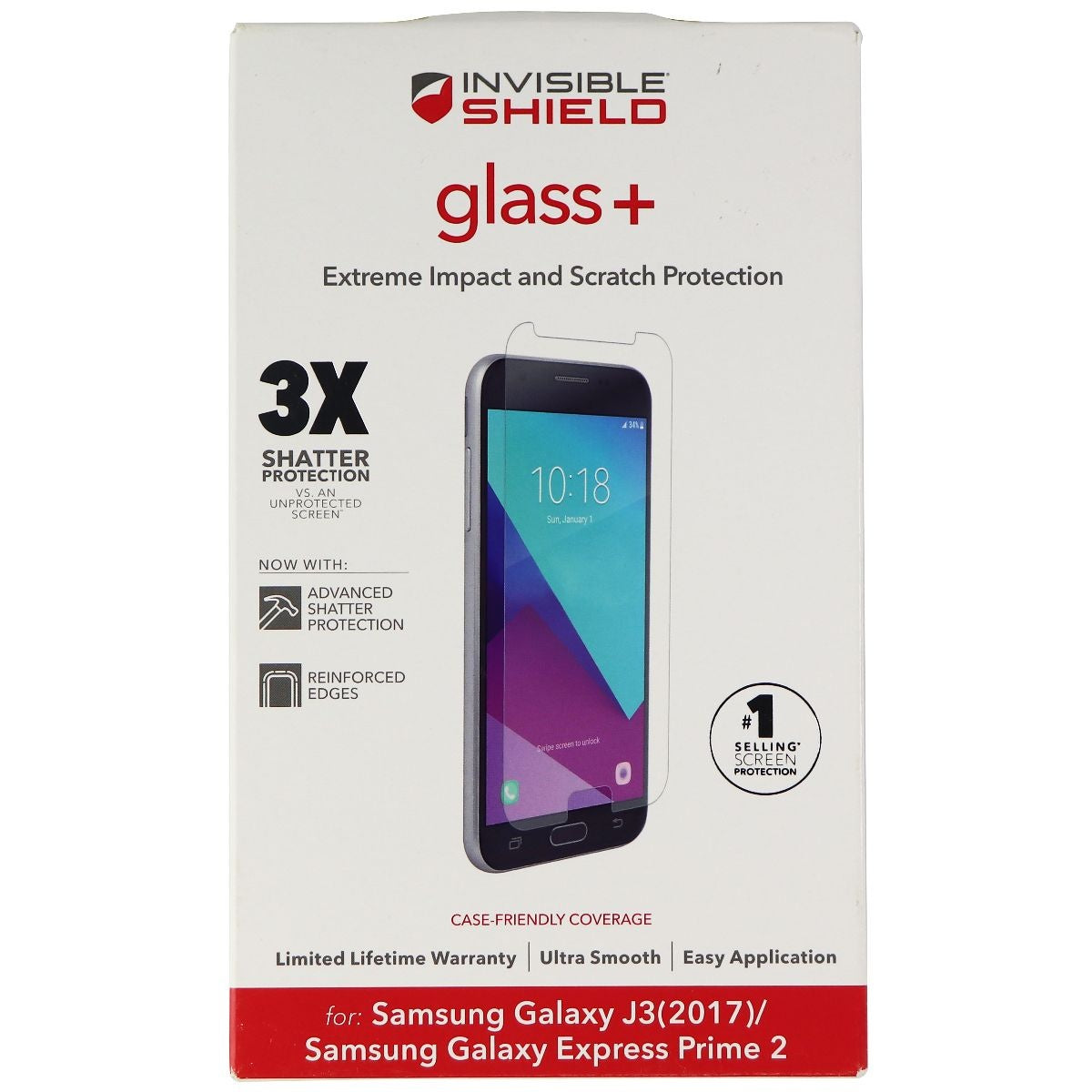 ZAGG Invisible Shield (Glass+) Protector for Galaxy J3 (2017)/Express Prime 2 Cell Phone - Screen Protectors Zagg - Simple Cell Bulk Wholesale Pricing - USA Seller