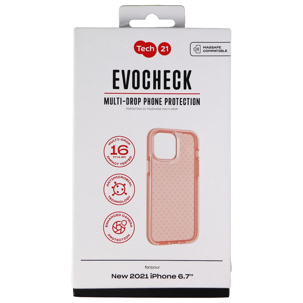 Tech21 Evo Check Flexible Gel Case for Apple iPhone 13 Pro Max - Light Coral Cell Phone - Cases, Covers & Skins Tech21 - Simple Cell Bulk Wholesale Pricing - USA Seller