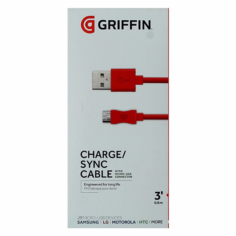 Griffin ( GC40598 ) Charge/Sync Cable for Micro - USB Devices - Red Cell Phone - Cables & Adapters Griffin - Simple Cell Bulk Wholesale Pricing - USA Seller
