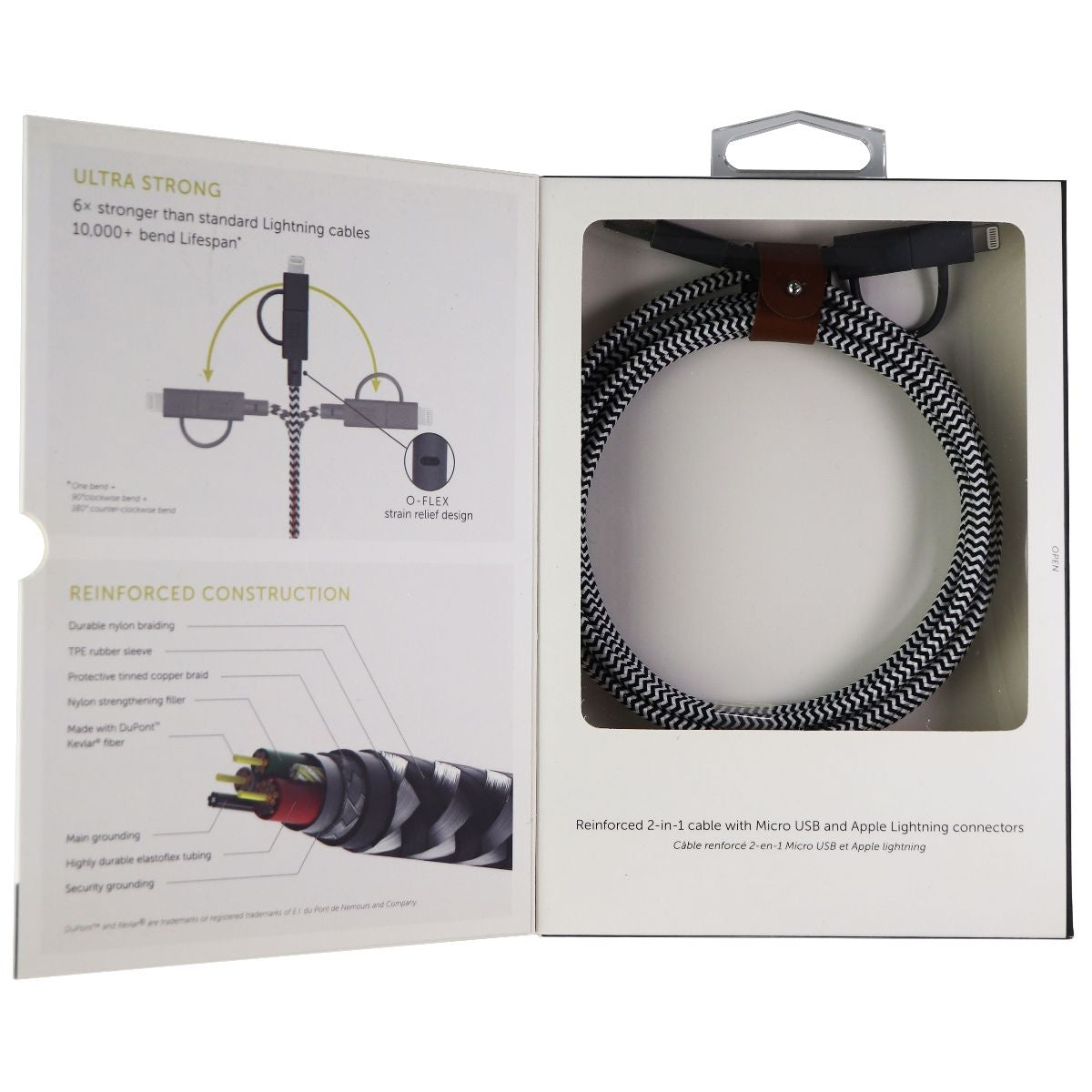 Native Union ( BELT-KV-UL-ZEB ) 6.5Ft Charge/Sync Cable for Micro USB Cell Phone - Cables & Adapters Native Union - Simple Cell Bulk Wholesale Pricing - USA Seller