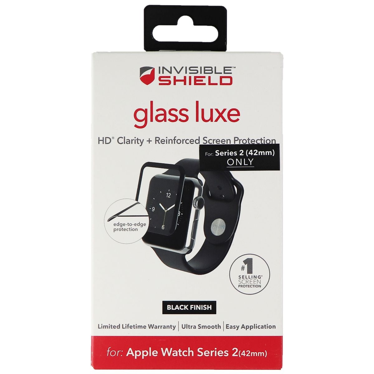 ZAGG InvisibleShield Glass Luxe Screen Protector for Apple Watch Series 2 Black Smart Watch Accessories - Screen Protectors Zagg - Simple Cell Bulk Wholesale Pricing - USA Seller