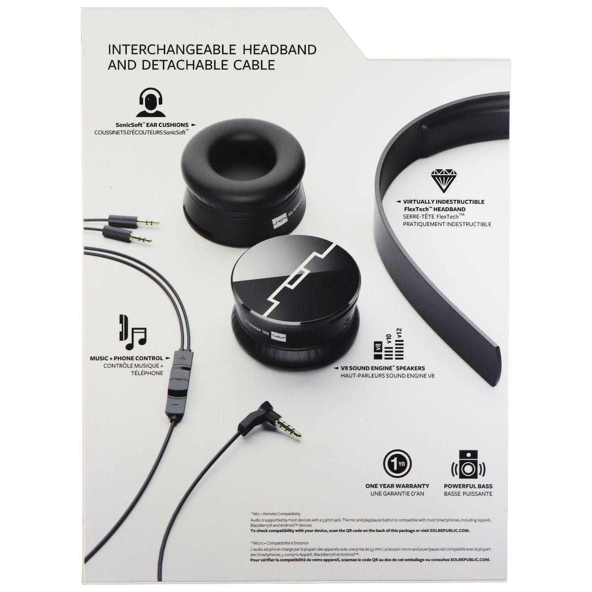 Sol Republic Tracks V8 On-Ear Wired Headphones with In-line Microphone - Black Portable Audio - Headphones SOL Republic - Simple Cell Bulk Wholesale Pricing - USA Seller