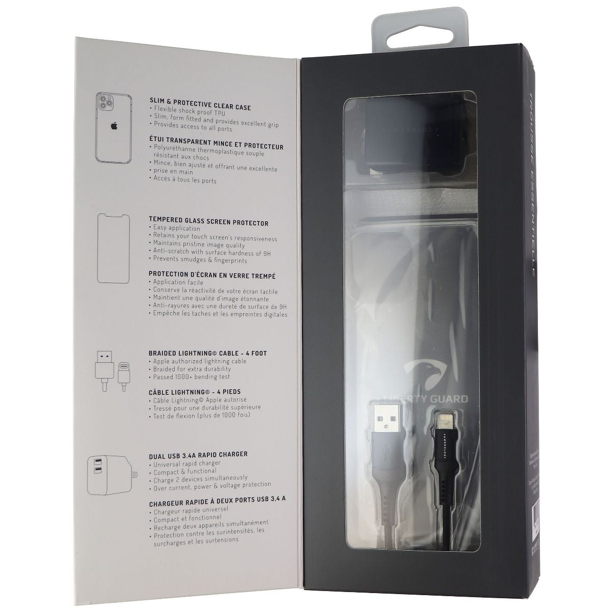 Powerology Essentials Kit w/ Case and Power for Apple iPhone 11 Pro - Clear Cell Phone - Accessory Bundles Powerology - Simple Cell Bulk Wholesale Pricing - USA Seller