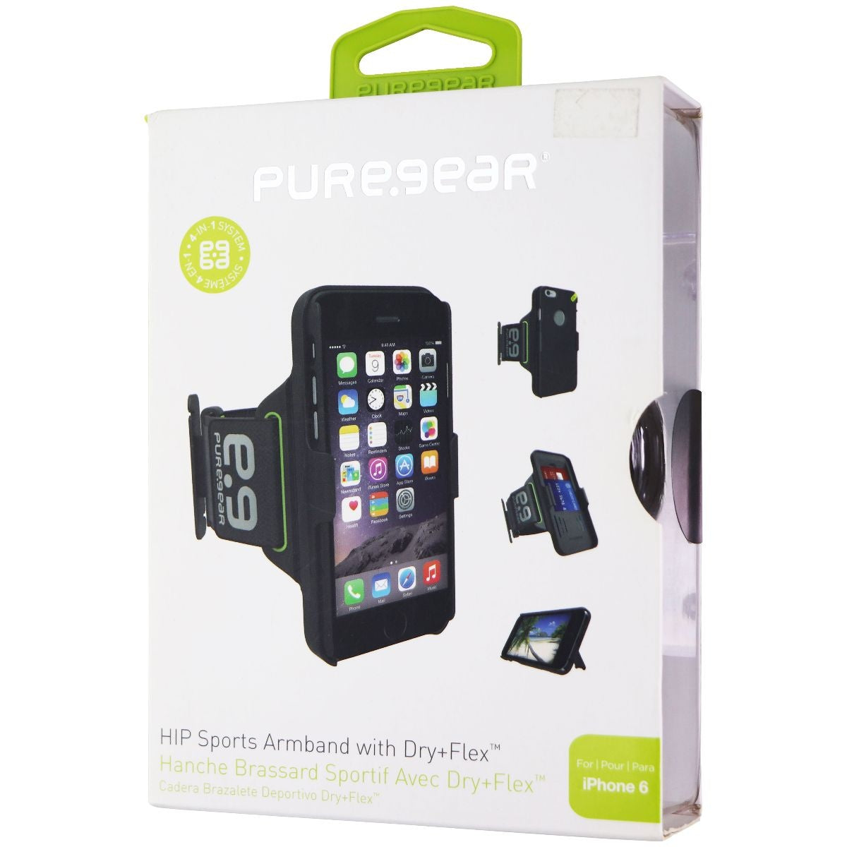PureGear HIP Sports Dry+Flex Armband Case for Apple iPhone 6s/6 - Black/Green Cell Phone - Armbands PureGear - Simple Cell Bulk Wholesale Pricing - USA Seller