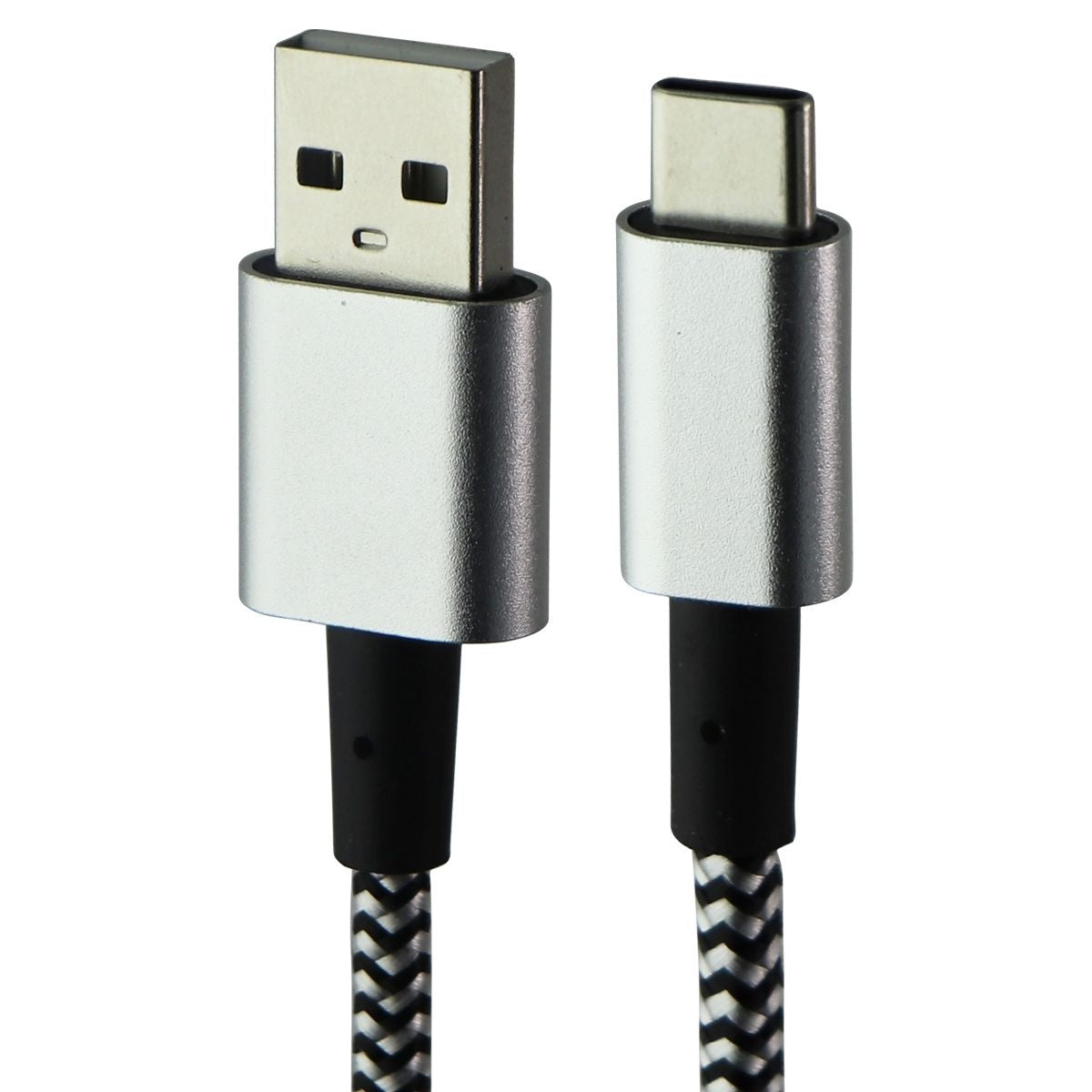 Universal (10-Ft) Braided USB-C to USB Charge/Sync Cable - Silver/Black Cell Phone - Cables & Adapters Unbranded - Simple Cell Bulk Wholesale Pricing - USA Seller